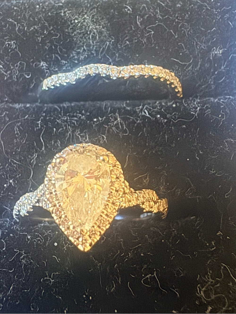 Pear-Shaped Engagement Ring Set in 14 karat Gold, lab created 1.5 Center Stone